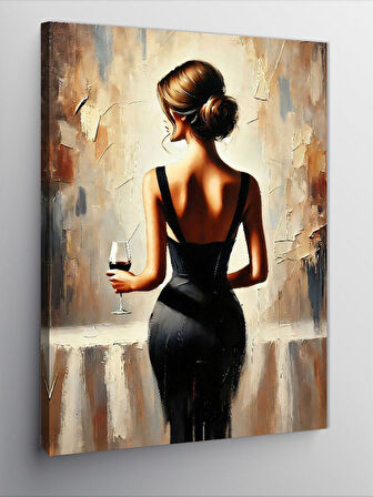 Kanvas Tablo Siyah Elbiseli Kadın