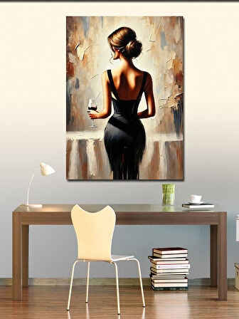 Kanvas Tablo Siyah Elbiseli Kadın