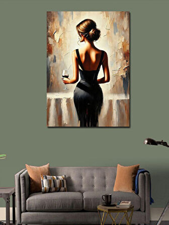 Kanvas Tablo Siyah Elbiseli Kadın