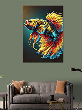 Kanvas Tablo Renkli Betta Balığı