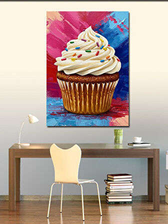 Kanvas Tablo Renkli Cupcake Çizimi