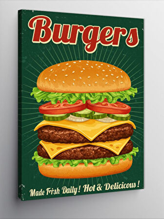 Kanvas Tablo Retro Burger Posteri