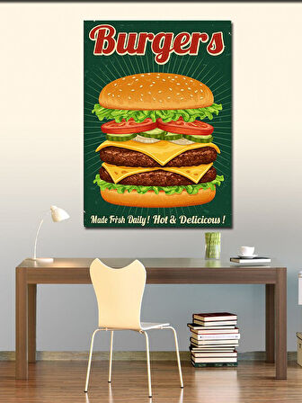 Kanvas Tablo Retro Burger Posteri
