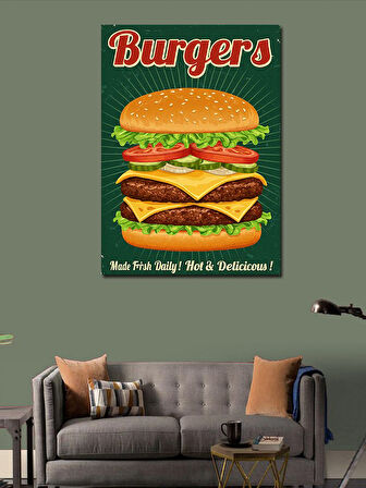 Kanvas Tablo Retro Burger Posteri