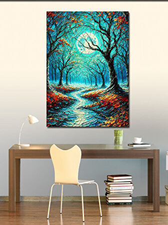 Kanvas Tablo Renkli Nehir ve Orman