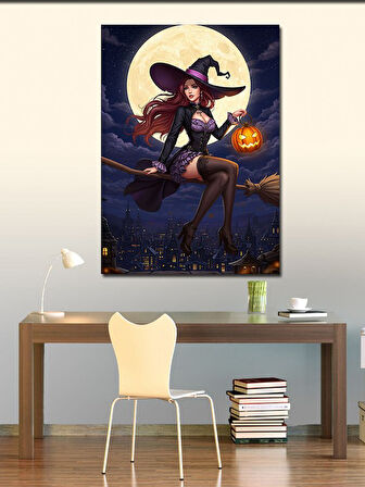 Kanvas Tablo Cadılar Bayramı Cadısı