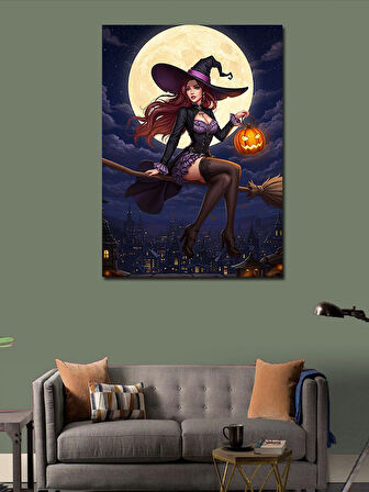 Kanvas Tablo Cadılar Bayramı Cadısı