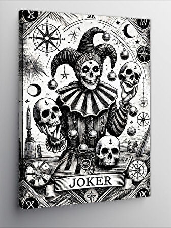 Kanvas Tablo Kafatası Joker Çizimi