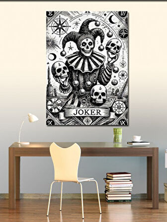 Kanvas Tablo Kafatası Joker Çizimi