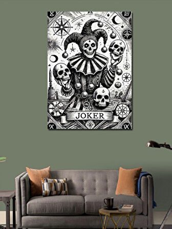 Kanvas Tablo Kafatası Joker Çizimi