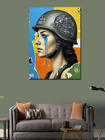 Kanvas Tablo Kadın Asker Portresi