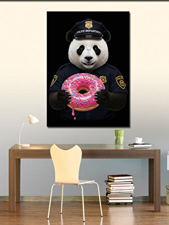 Kanvas Tablo Polis Panda ve Donut