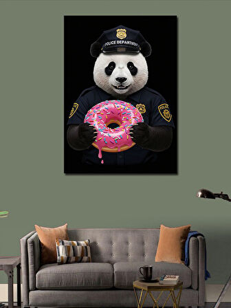 Kanvas Tablo Polis Panda ve Donut