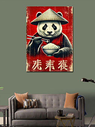 Kanvas Tablo Ramen Yiyen Panda