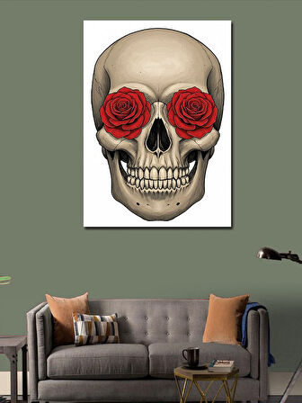 Kanvas Tablo Kırmızı Gözlü Kafatası