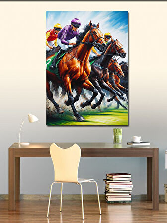 Kanvas Tablo At Yarışı ve Renkler