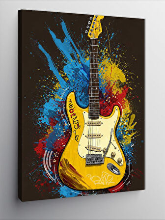 Kanvas Tablo Sarı Elektro Gitar