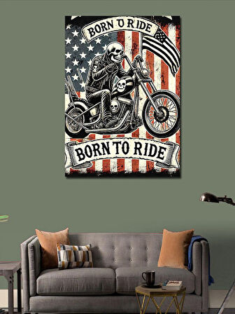 Kanvas Tablo Born to Ride Posteri