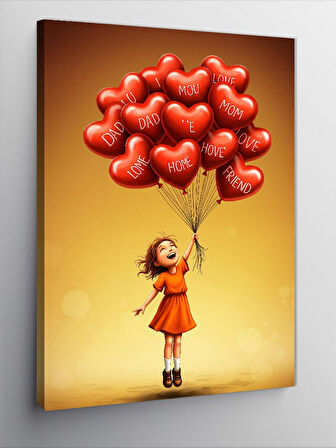 Kanvas Tablo Balonlarla Uçan Kız