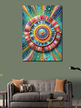 Kanvas Tablo Renkli Mandala Çizimi