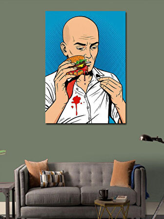 Kanvas Tablo Ketçap ve Hamburger Çizimi