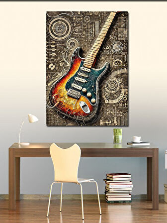 Kanvas Tablo Renkli Elektro Gitar