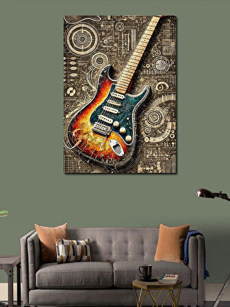 Kanvas Tablo Renkli Elektro Gitar