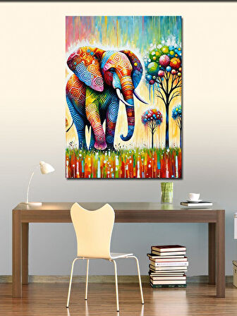 Kanvas Tablo Soyut Renkli Fil Çizimi