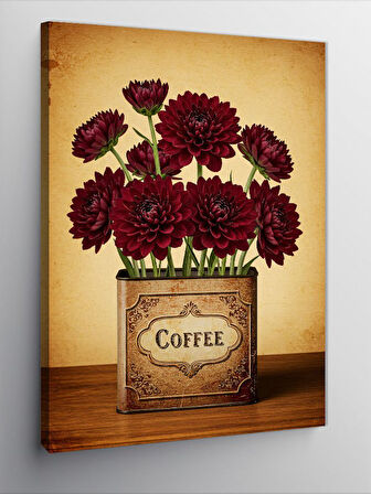 Kanvas Tablo Kırmızı Vazoda Çiçekler