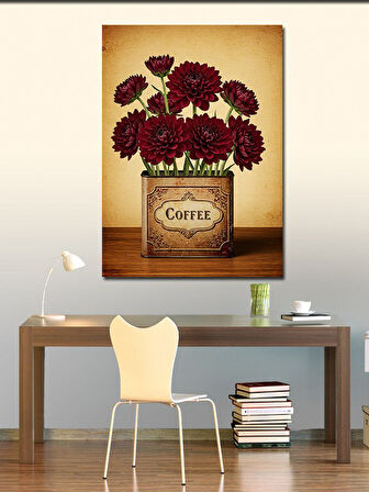 Kanvas Tablo Kırmızı Vazoda Çiçekler