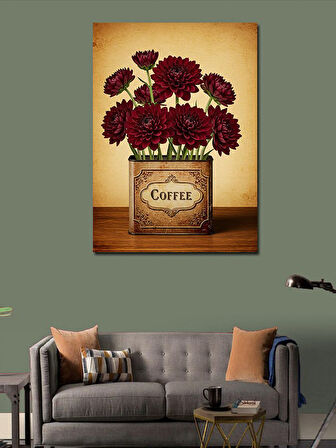 Kanvas Tablo Kırmızı Vazoda Çiçekler