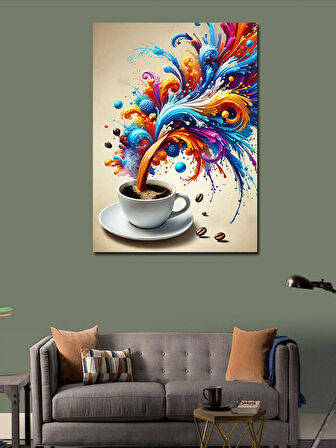 Kanvas Tablo Renkli Kahve Sıçraması
