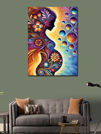 Kanvas Tablo Renkli Hamile Kadın Silueti