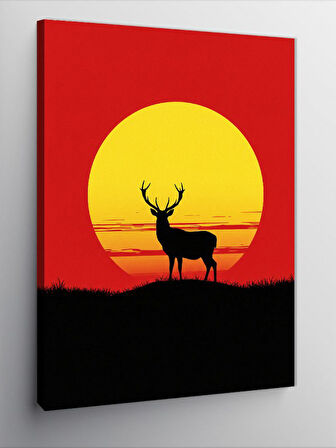 Kanvas Tablo Gün Batımında Geyik
