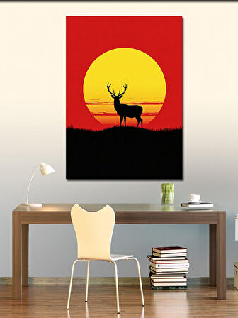 Kanvas Tablo Gün Batımında Geyik