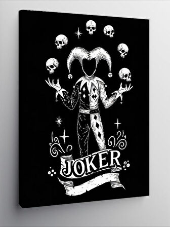 Kanvas Tablo Kafatası Joker Çizimi