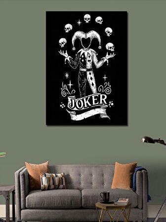 Kanvas Tablo Kafatası Joker Çizimi