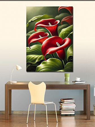 Kanvas Tablo Kırmızı Calla Lily Çiçekleri