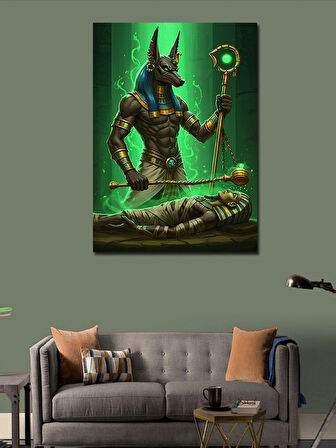 Kanvas Tablo Anubis ve Mısır Motifi