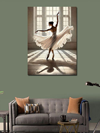 Kanvas Tablo Pencerede Balerin Kadın