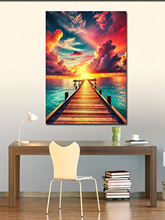 Kanvas Tablo Gün Batımında İskele