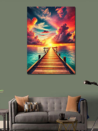 Kanvas Tablo Gün Batımında İskele