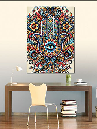 Kanvas Tablo Renkli Fatıma'nın Eli Deseni