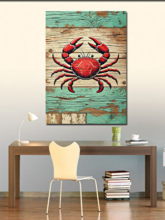 Kanvas Tablo Kırmızı Yengeç ve Deniz