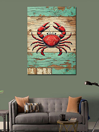 Kanvas Tablo Kırmızı Yengeç ve Deniz