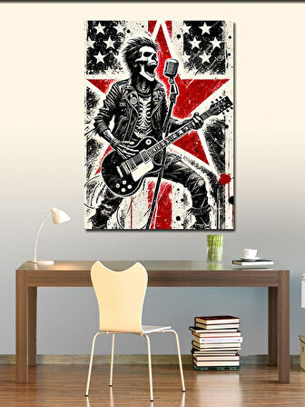 Kanvas Tablo Union Jack ve İskelet