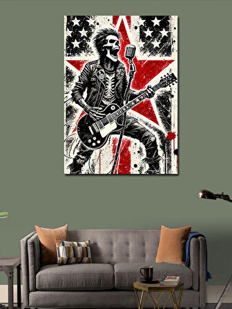 Kanvas Tablo Union Jack ve İskelet