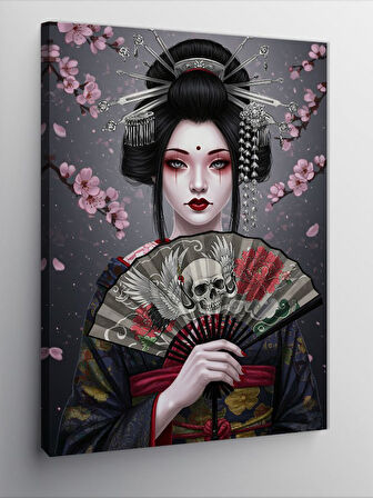 Kanvas Tablo Japon Kadın ve Yelpaze