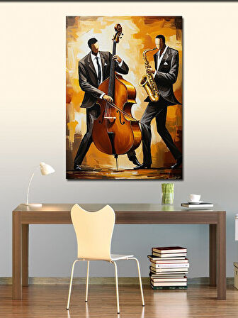 Kanvas Tablo Caz Müzisyenleri Figürü