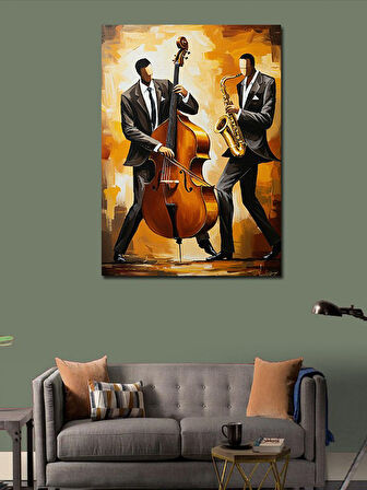 Kanvas Tablo Caz Müzisyenleri Figürü